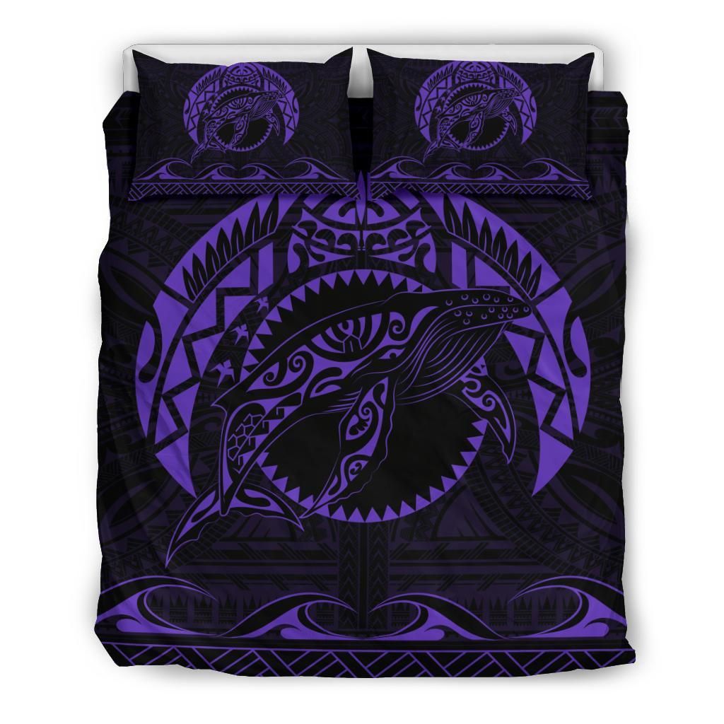 Hawaiian Polynesian Whale Purple Bedding Set