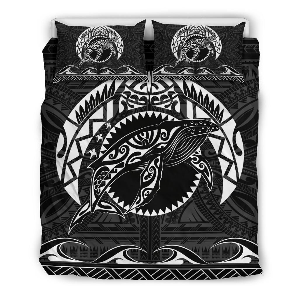 Hawaiian Polynesian Whale White Bedding Set