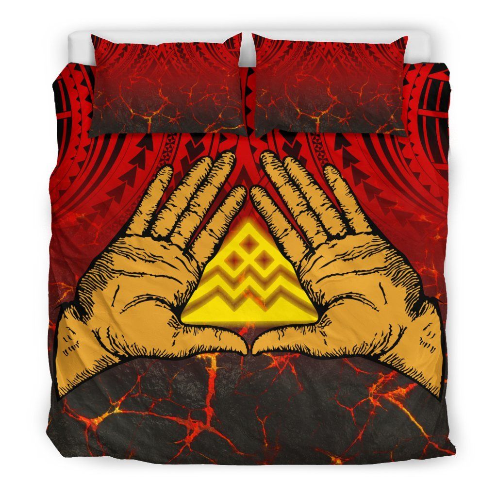 Hawaiian Protect Mauna Kea Volcano Hand Polynesian Bedding Set