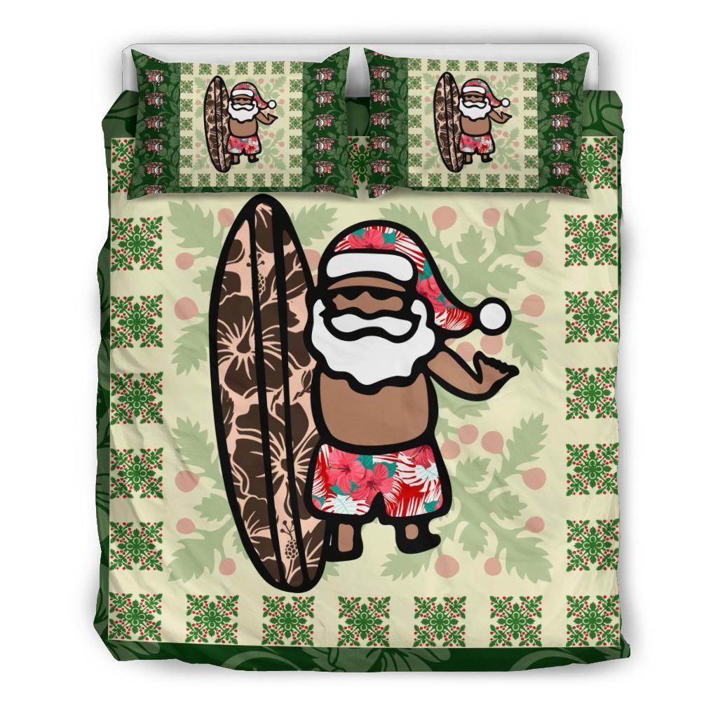 Hawaiian Quilt Christmas Santa Claus Surf Bedding Set