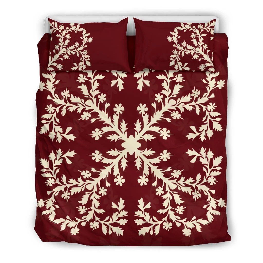 Hawaiian Quilt Married Polynesian Maroon Bedding Set