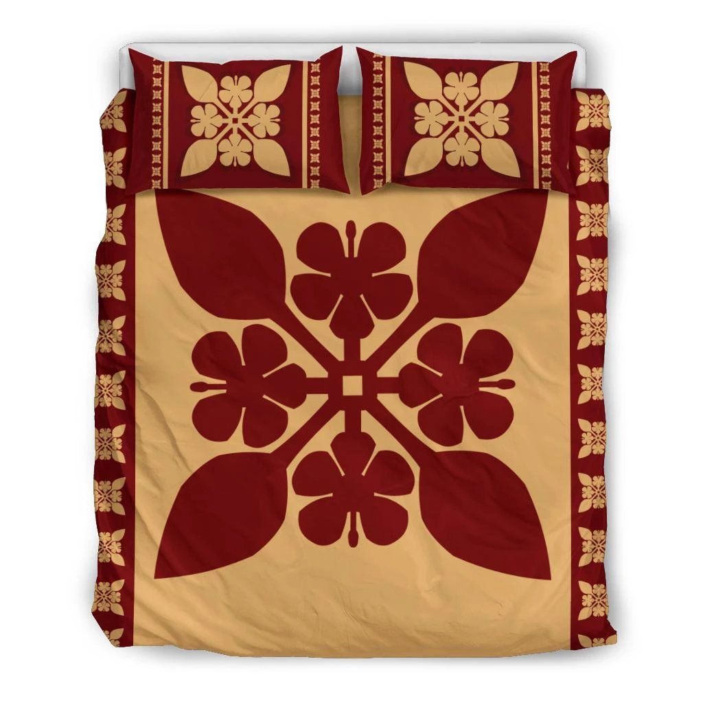 Hawaiian Quilt Pattern Hibiscus Lovely Bedding Set
