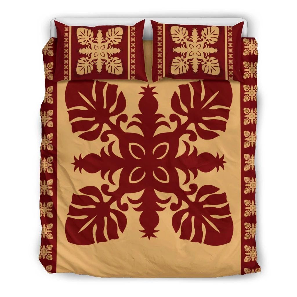 Hawaiian Quilt Pattern Monstera Pineaple New Bedding Set