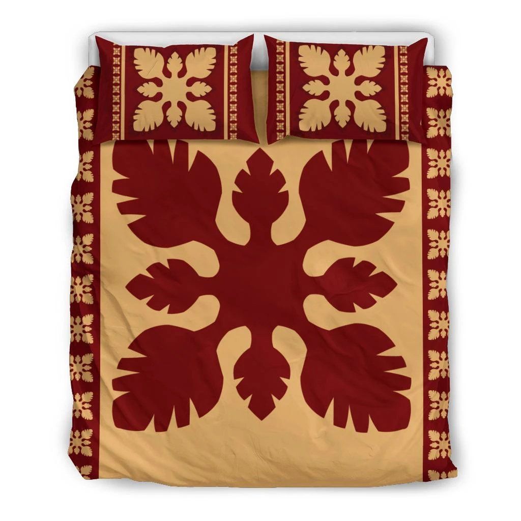Hawaiian Quilt Pattern Monstera Skillful Bedding Set