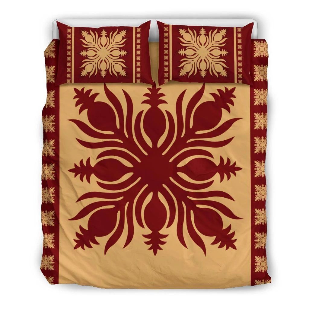 Hawaiian Quilt Pattern Pineapple Dance Bedding Set