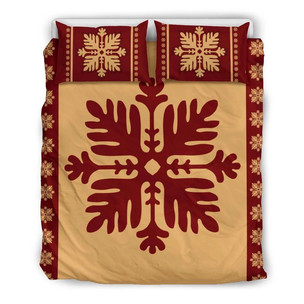 Hawaiian Quilt Pattern Tradition Monstera Palm Bedding Set