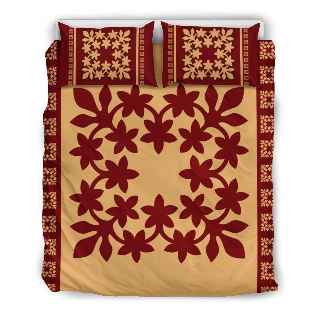 Hawaiian Quilt Pattern Wreath Polynesian Bedding Set