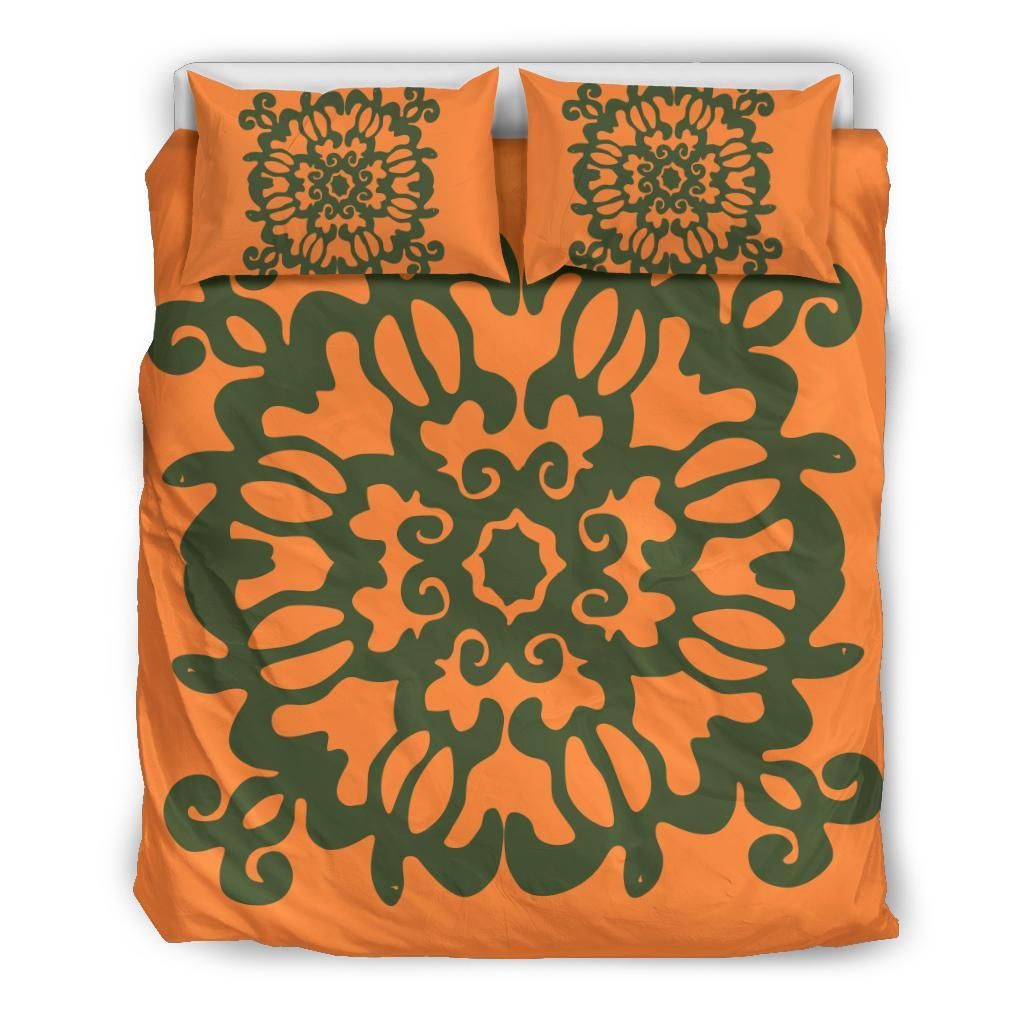 Hawaiian Quilt Turtle Pattern New Orange Bedding Set