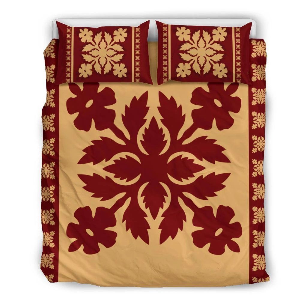 Hawaiian Red Pattern Hibiscus Flower Bedding Set