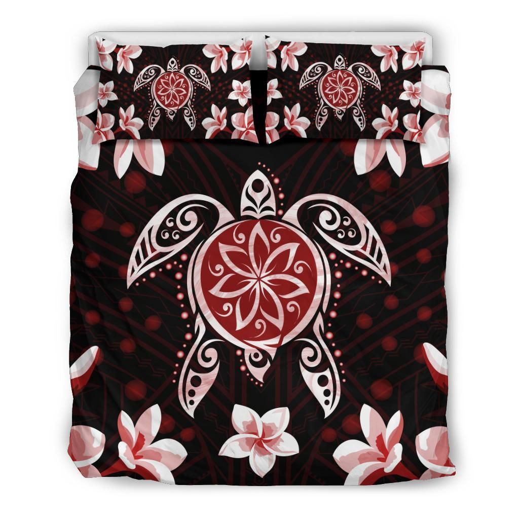 Hawaiian Reddie Turtle Plumeria Bedding Set