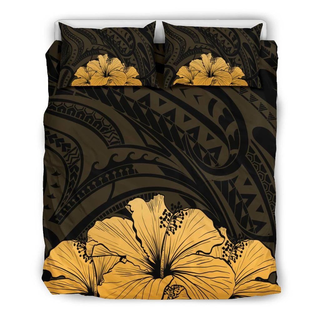 Hawaiian Royal Hibiscus Golden Bedding Set