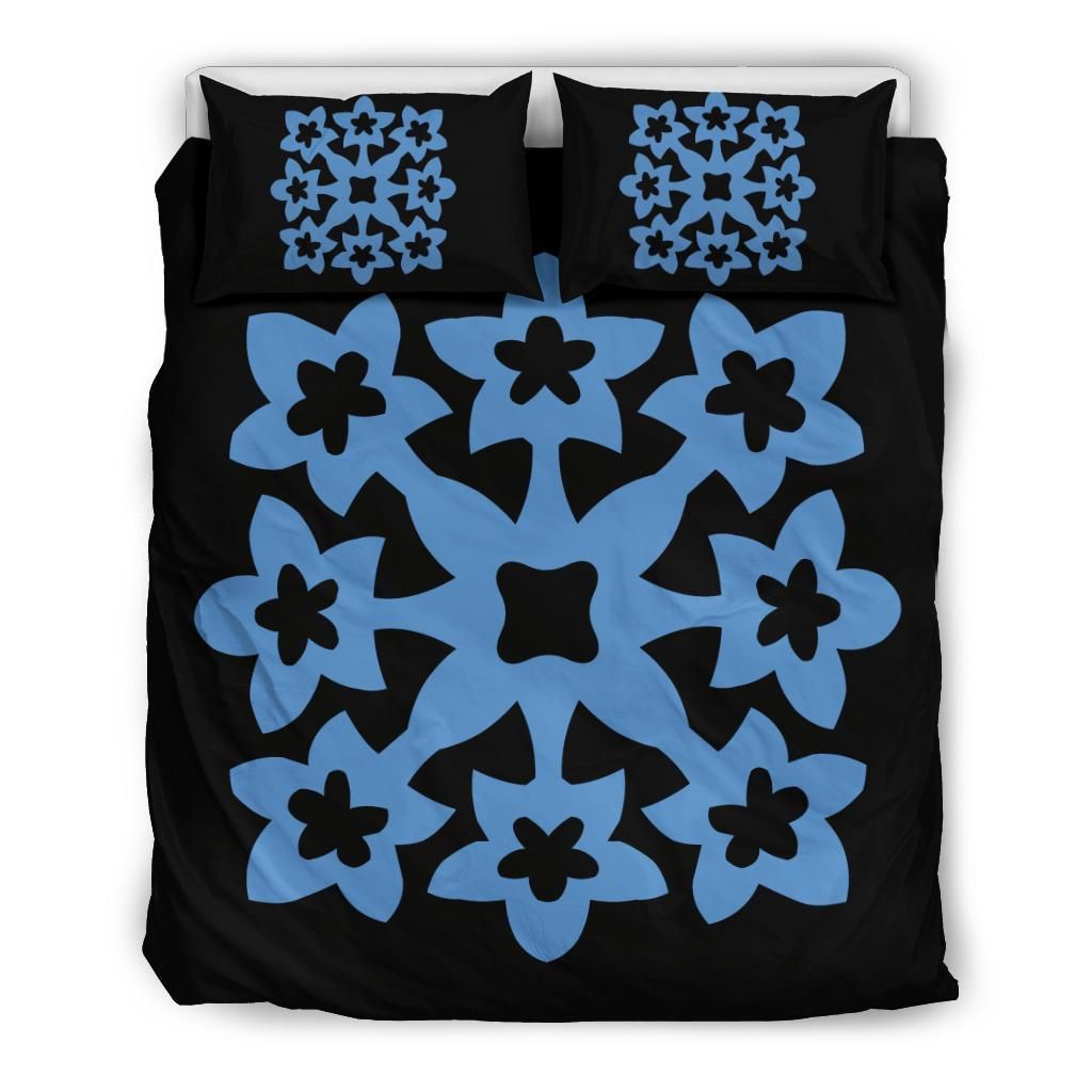 Hawaiian Royal Pattern Black And Pastel Bedding Set