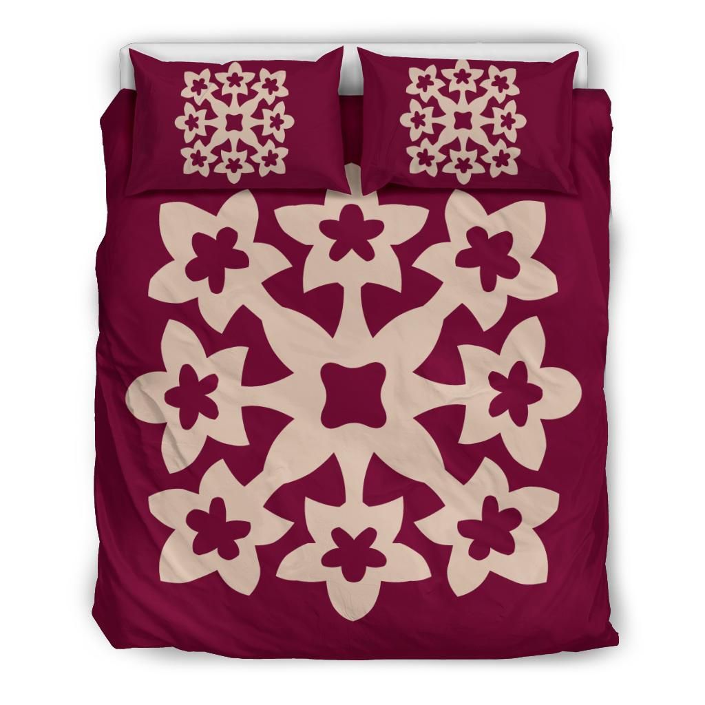 Hawaiian Royal Pattern Dark Pink Bedding Set