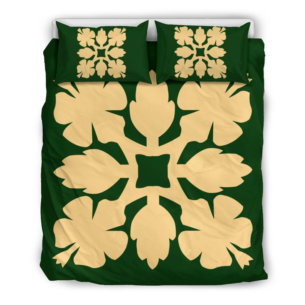 Hawaiian Royal Pattern Green Bedding Set