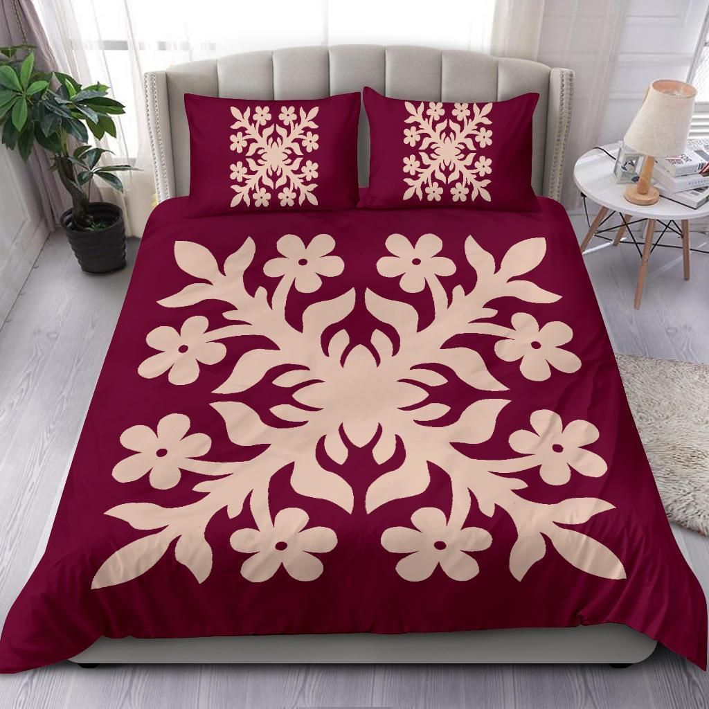 Hawaiian Royal Pattern Pink Red Bedding Set