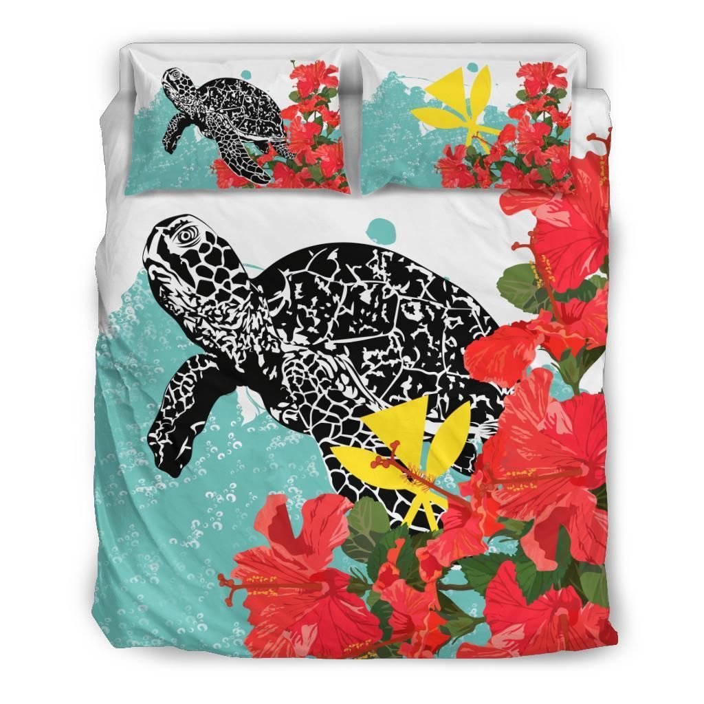 Hawaiian Sea Turtle Kanaka Hibiscus Polynesian Bedding Set