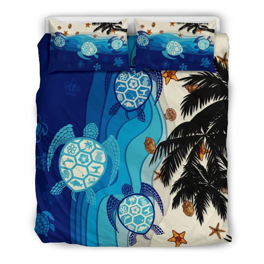 Hawaiian Sea Turtle Symbol Palm Tree Bedding Set