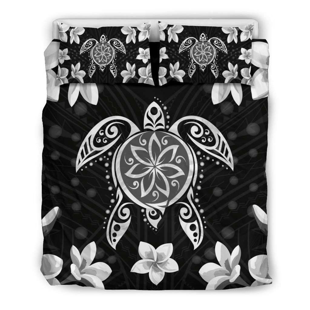 Hawaiian Silver Turtle Plumeria Bedding Set