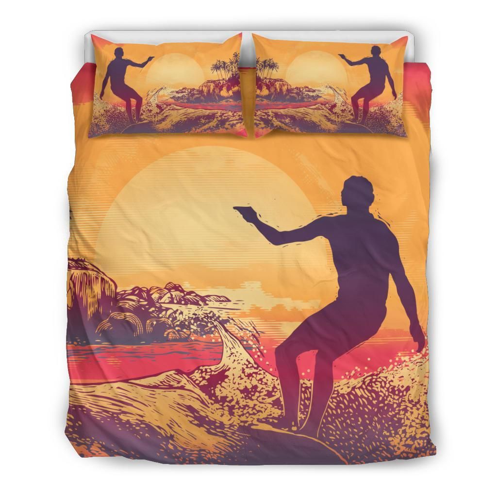 Hawaiian Surf In The Sunset Polynesian Bedding Set