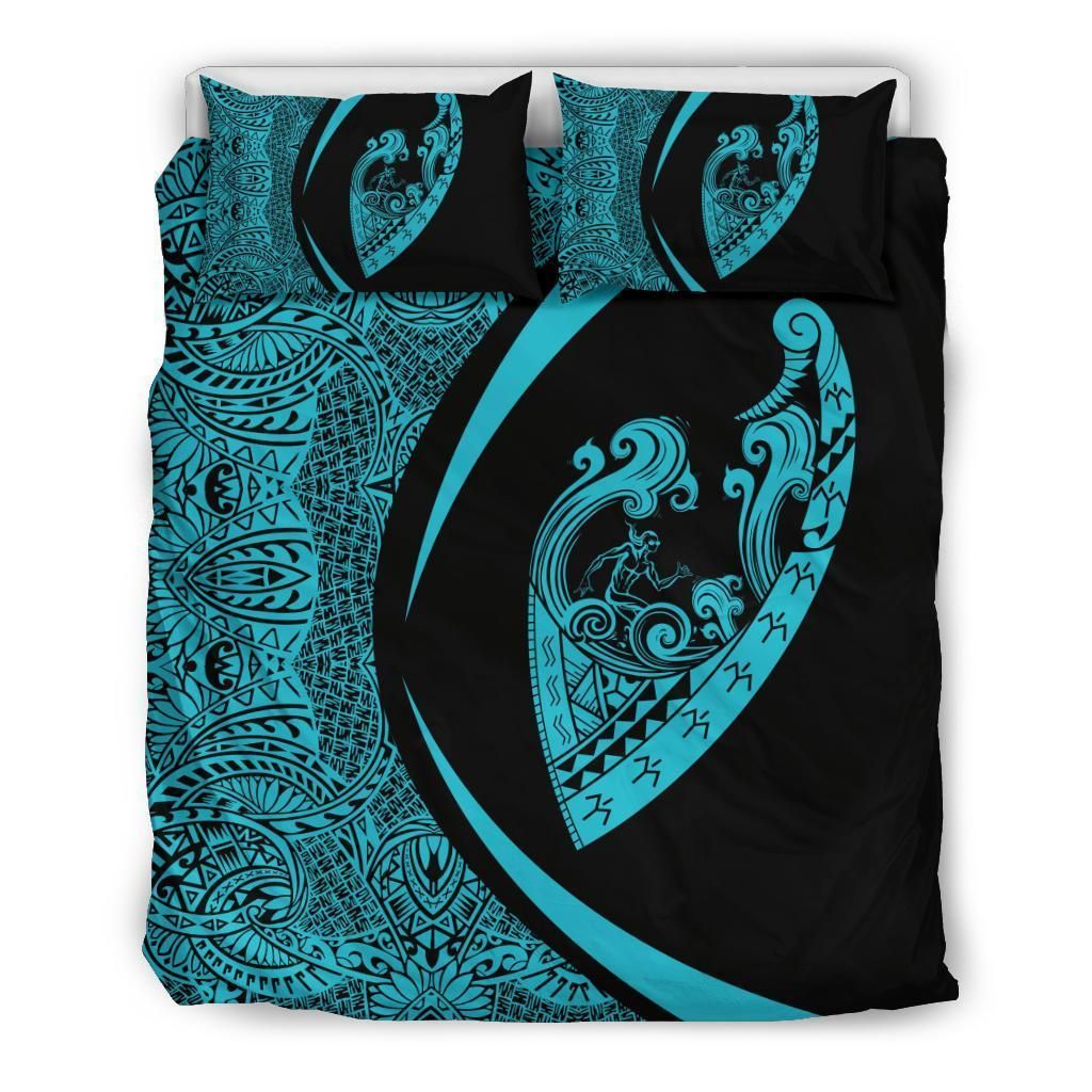 Hawaiian Surfing Waves Fish Hook Bedding Set