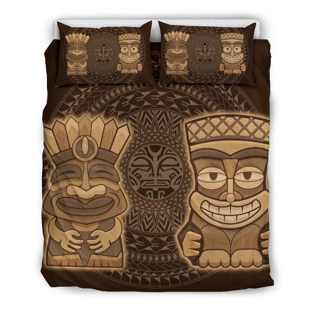 Hawaiian Traditional Tiki Funny Polynesian Bedding Set