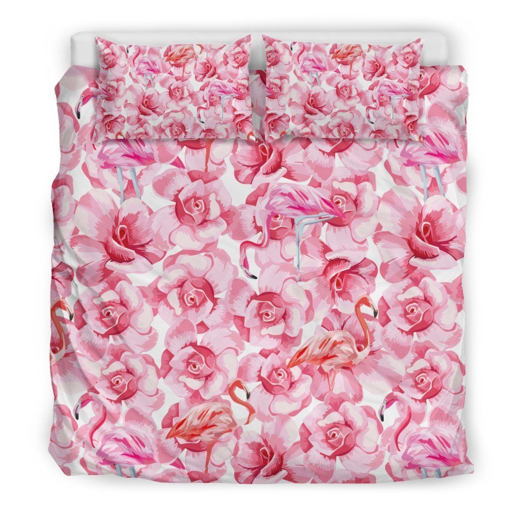Hawaiian Tropical Flamingo Floral Bedding Set