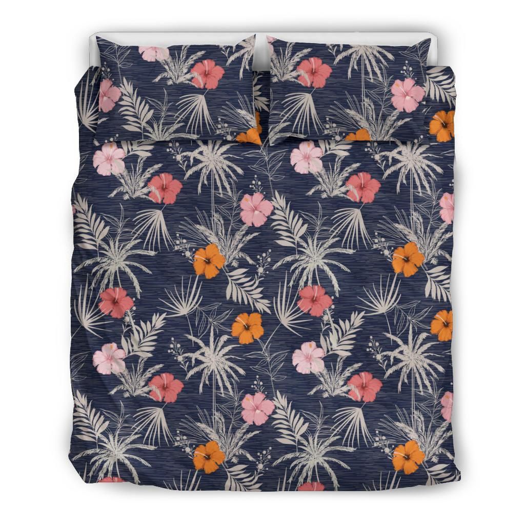 Hawaiian Tropical Hibiscus Flower Palm Tree Polynesian Bedding Set