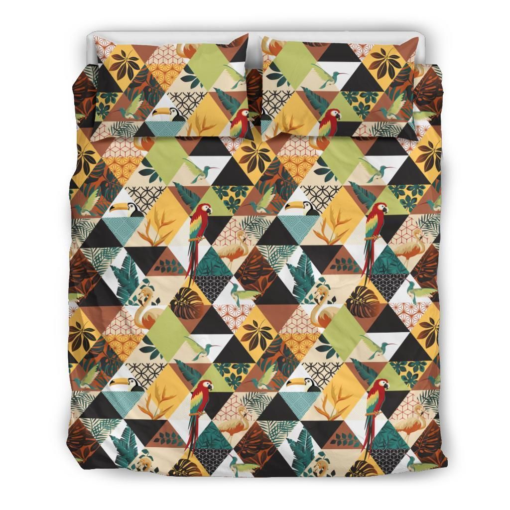 Hawaiian Tropical Jungle Parrots And Flamingos Hummingbirds Toucan Bedding Set
