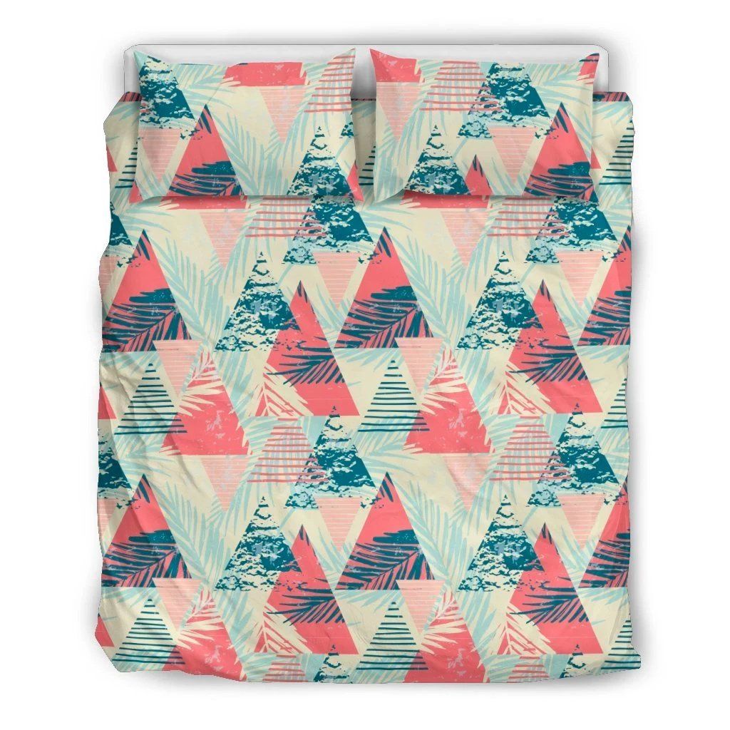 Hawaiian Tropical Leaf Triangle Pattern Polynesian Bedding Set