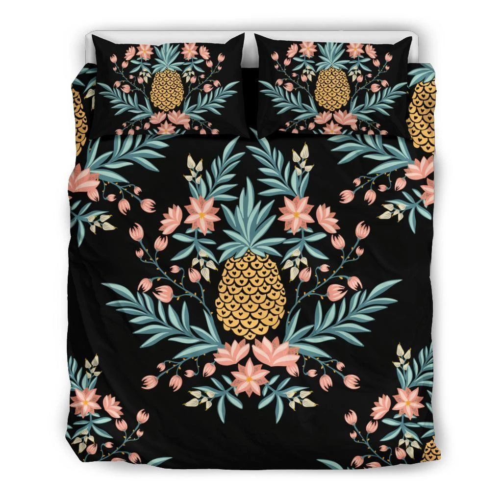 Hawaiian Tropical Pineapple With Flowers Bedding Set