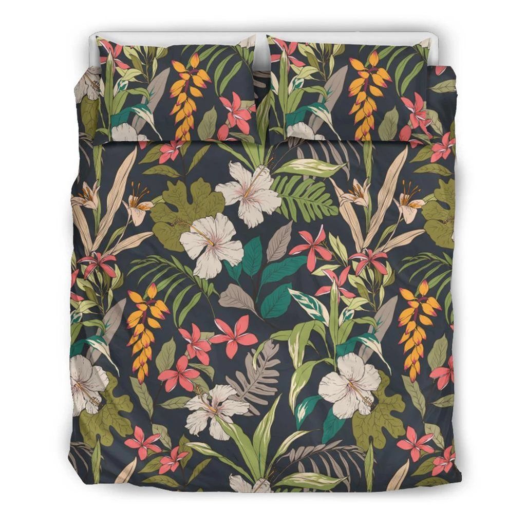 Hawaiian Tropical Plants Lily Hibiscus Pattern Bedding Set