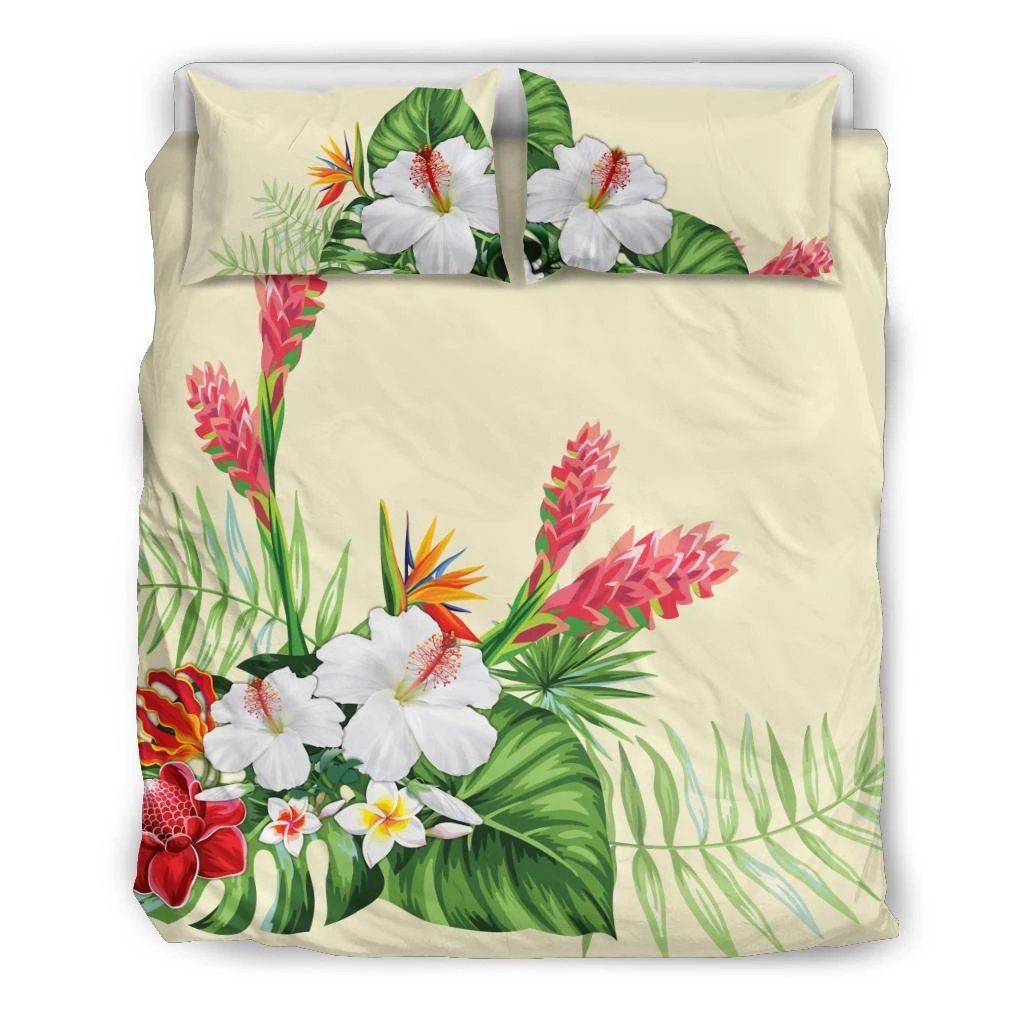 Hawaiian Tropical Wonderful Hibiscus Plumeria Strelitzia Bedding Set