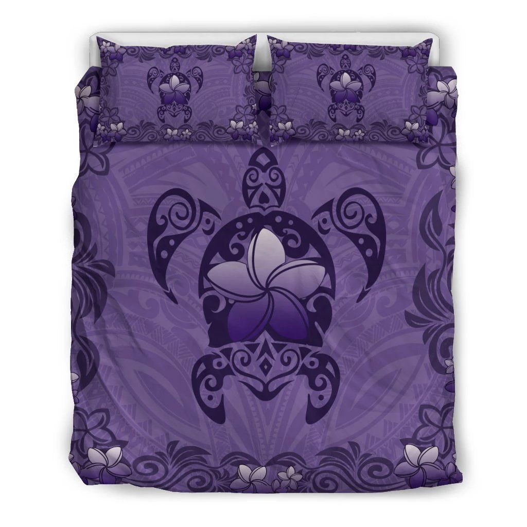Hawaiian Turtle And Plumeria Polynesian Pattern Bedding Set