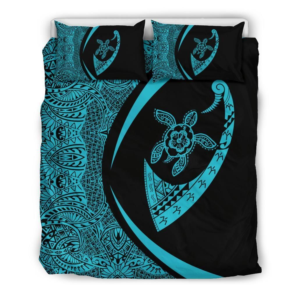 Hawaiian Turtle Fish Hook Hibiscus Polynesian Circle Style Bedding Set