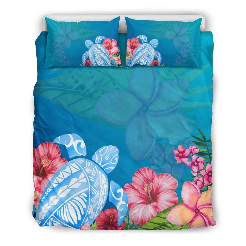 Hawaiian Turtle Hibiscus And Plumeria Polynesian Bedding Set