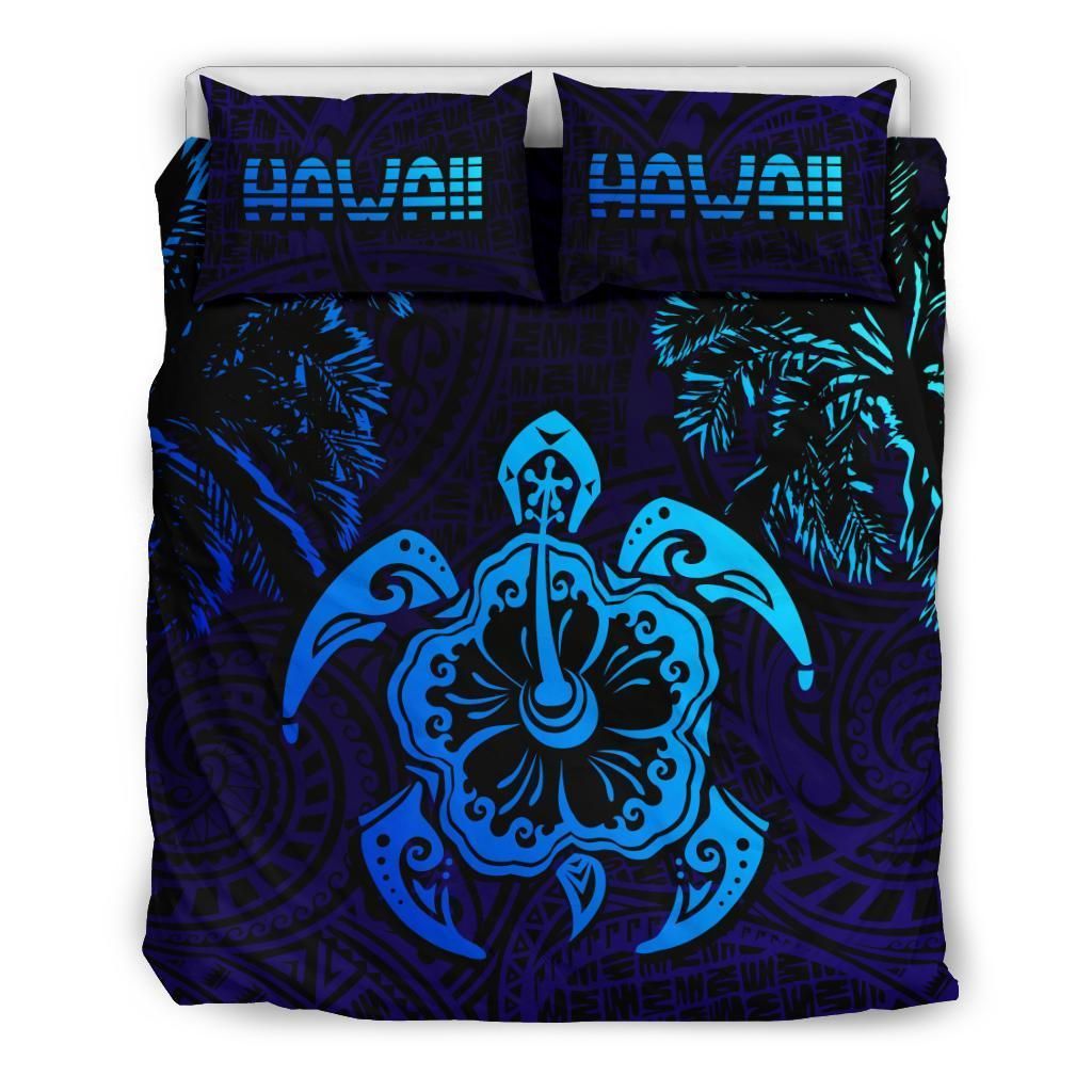 Hawaiian Turtle Hibiscus Coconut Tree Polynesian Bedding Set