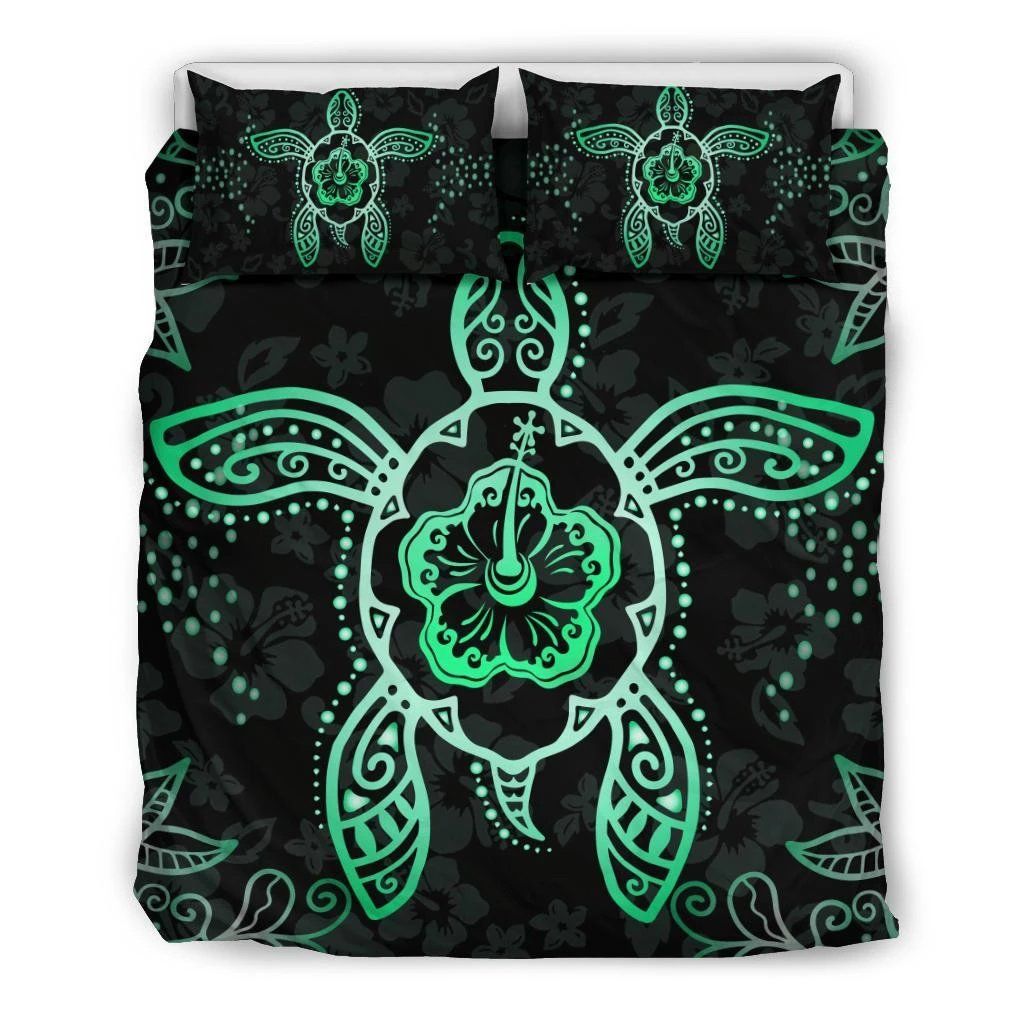 Hawaiian Turtle Hibiscus Green Bedding Set