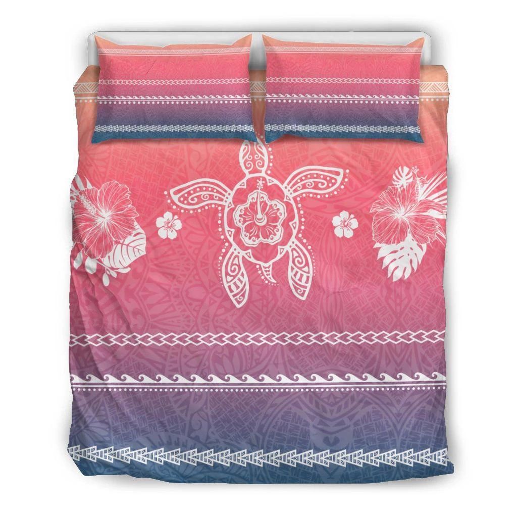 Hawaiian Turtle Hibiscus Pink Color Style Bedding Set