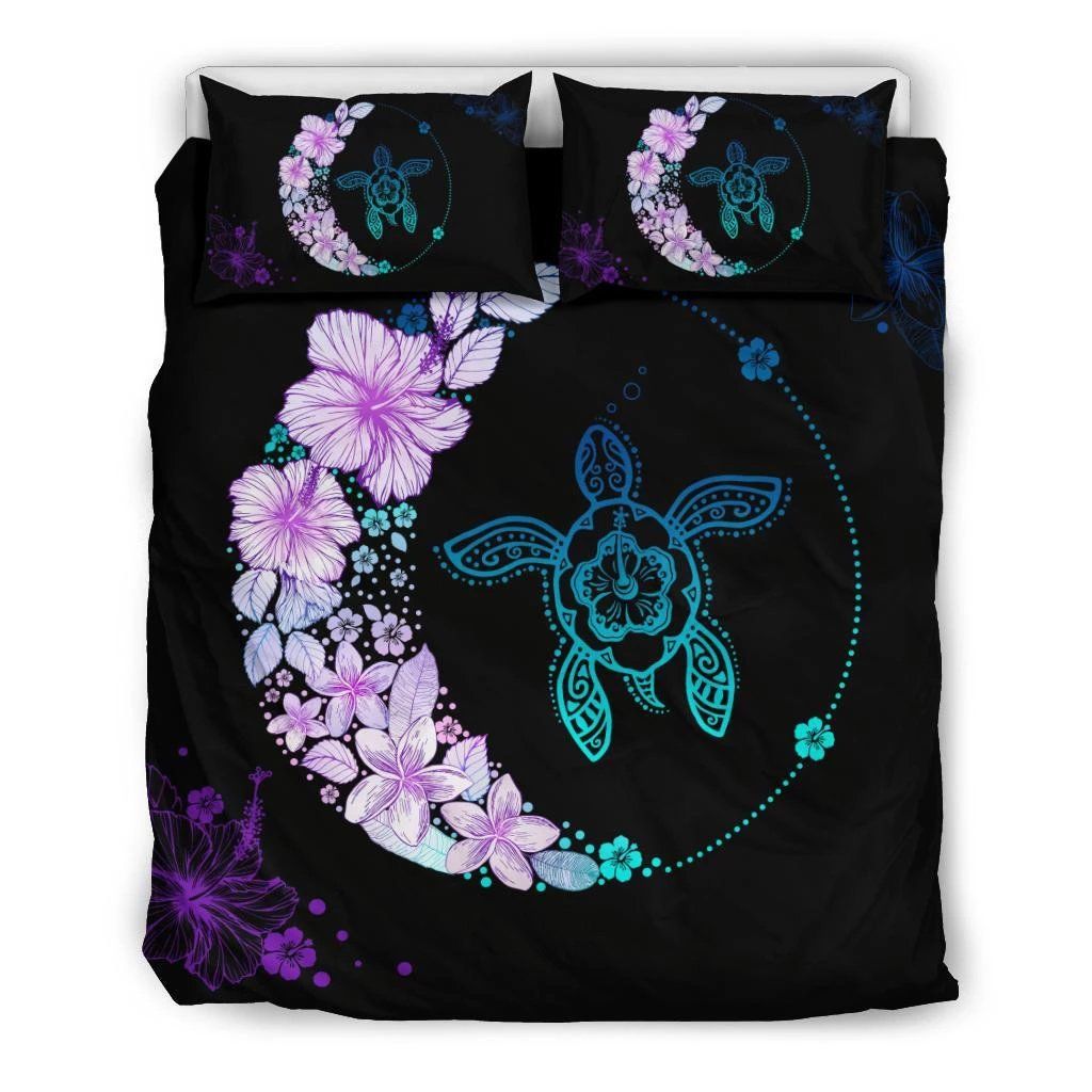 Hawaiian Turtle Hibiscus Plumeria Colorful Flower Bedding Set