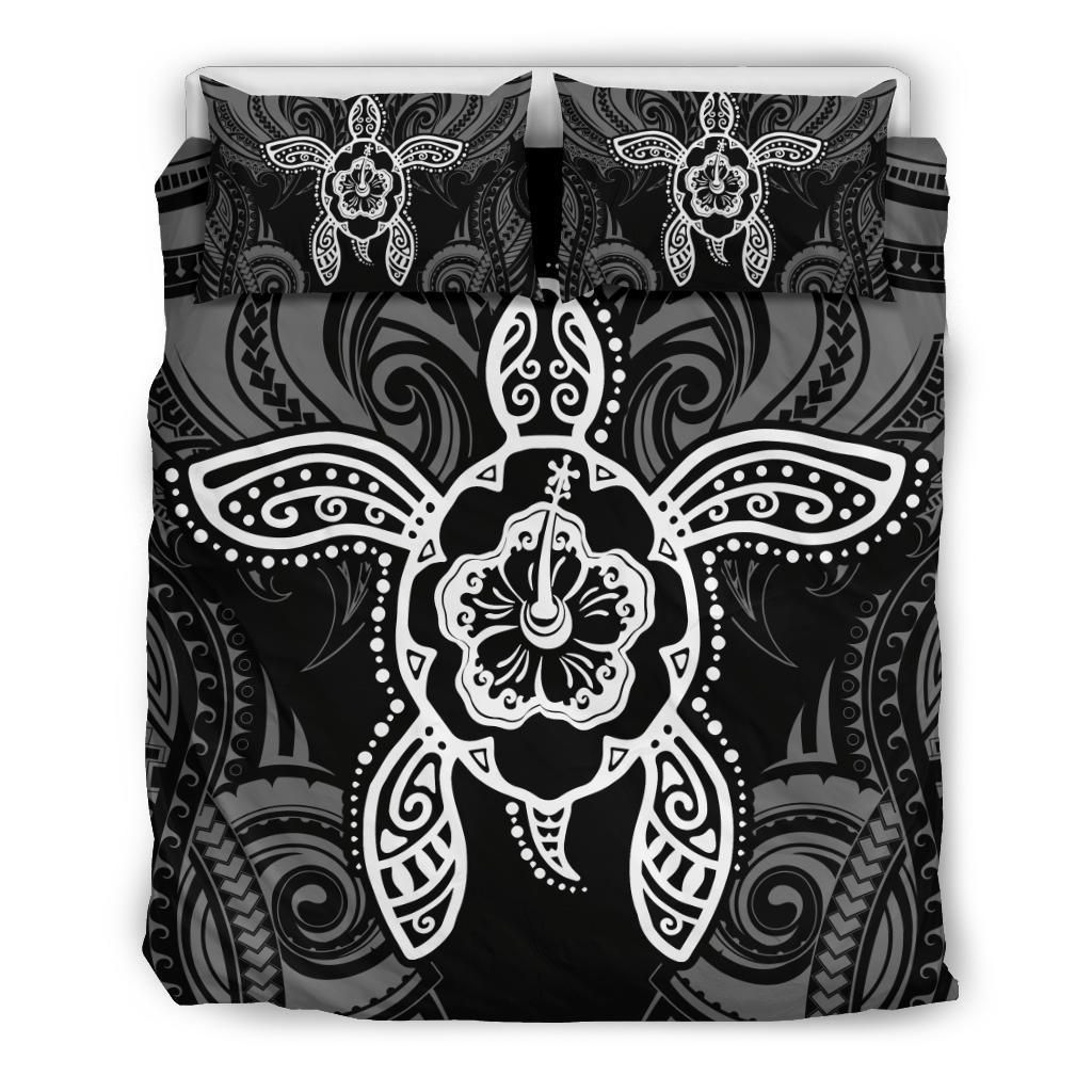 Hawaiian Turtle Hibiscus Polynesian White Bedding Set