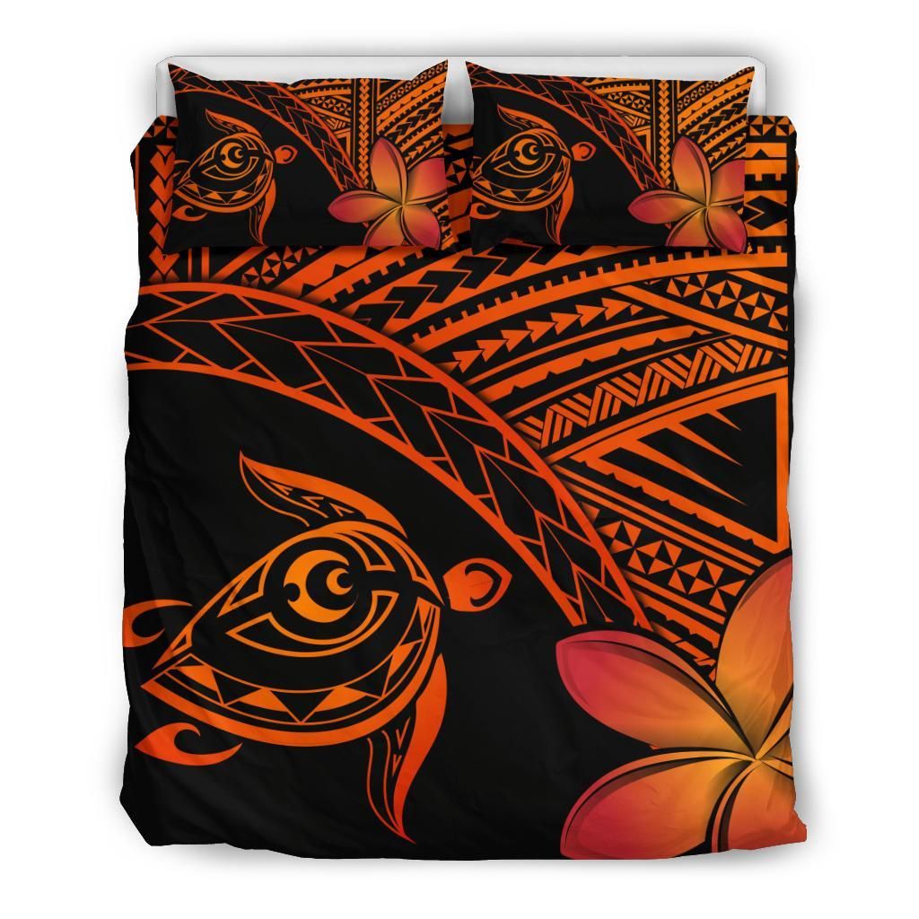Hawaiian Turtle Kakau Plumeria Polynesian Bedding Set