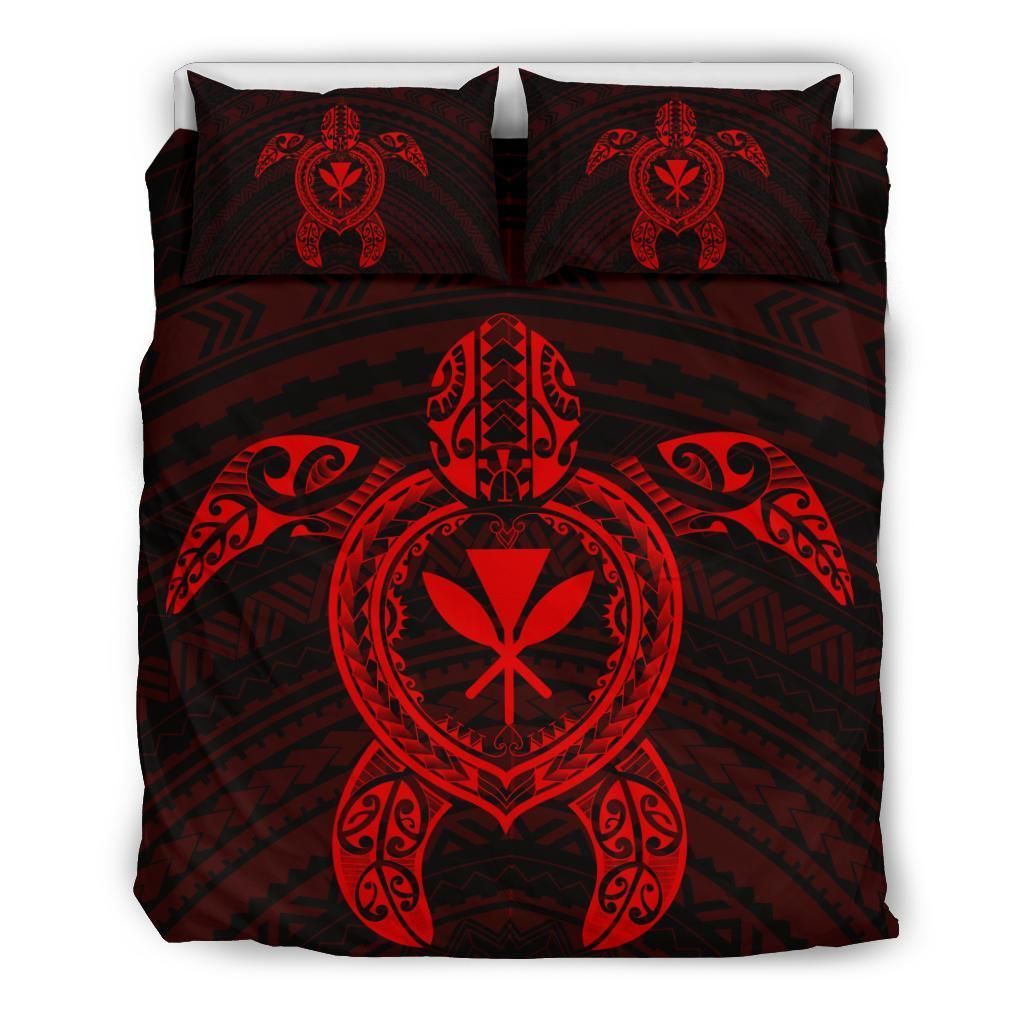 Hawaiian Turtle Kanaka Polynesian Red Bedding Set