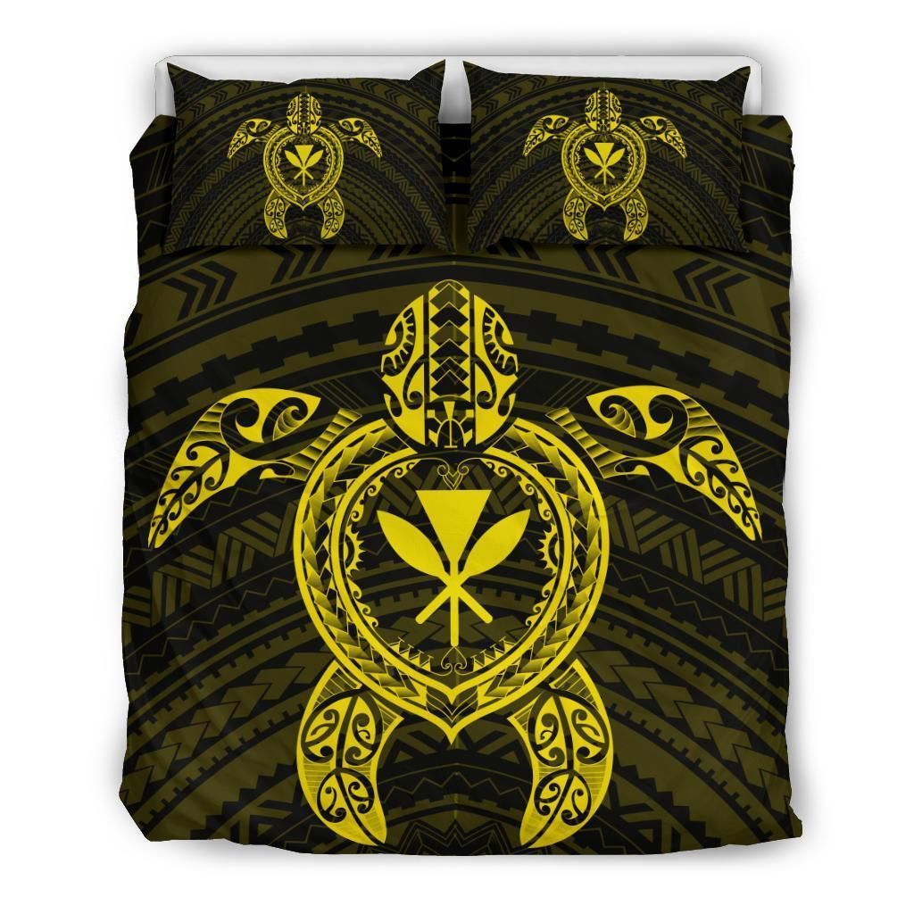 Hawaiian Turtle Kanaka Polynesian Yellow Bedding Set