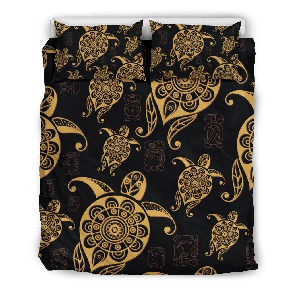 Hawaiian Turtle Pattern Golden Bedding Set