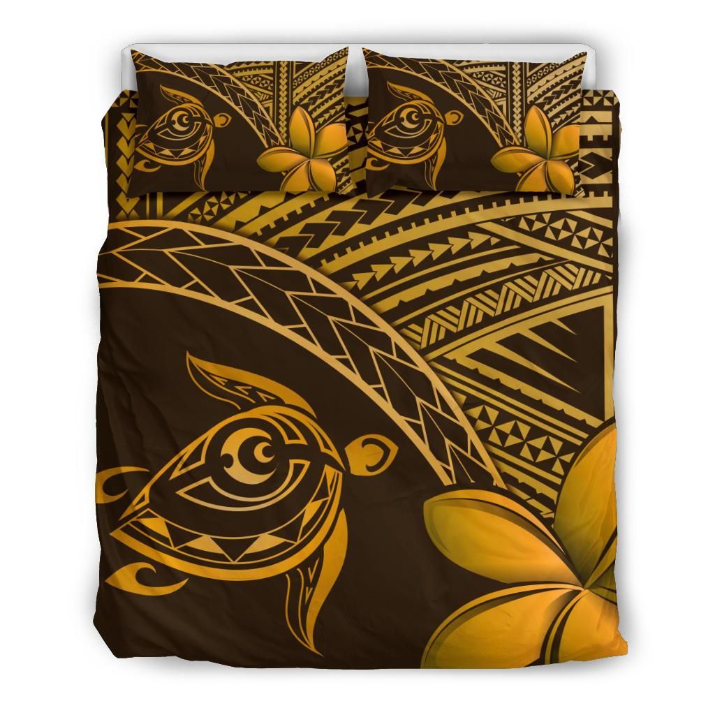 Hawaiian Turtle Plumeria Polynesian Neo Brown Bedding Set