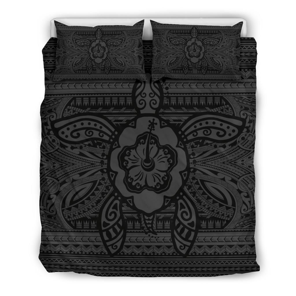 Hawaiian Turtle Polyensian Tribal Grey Bedding Set