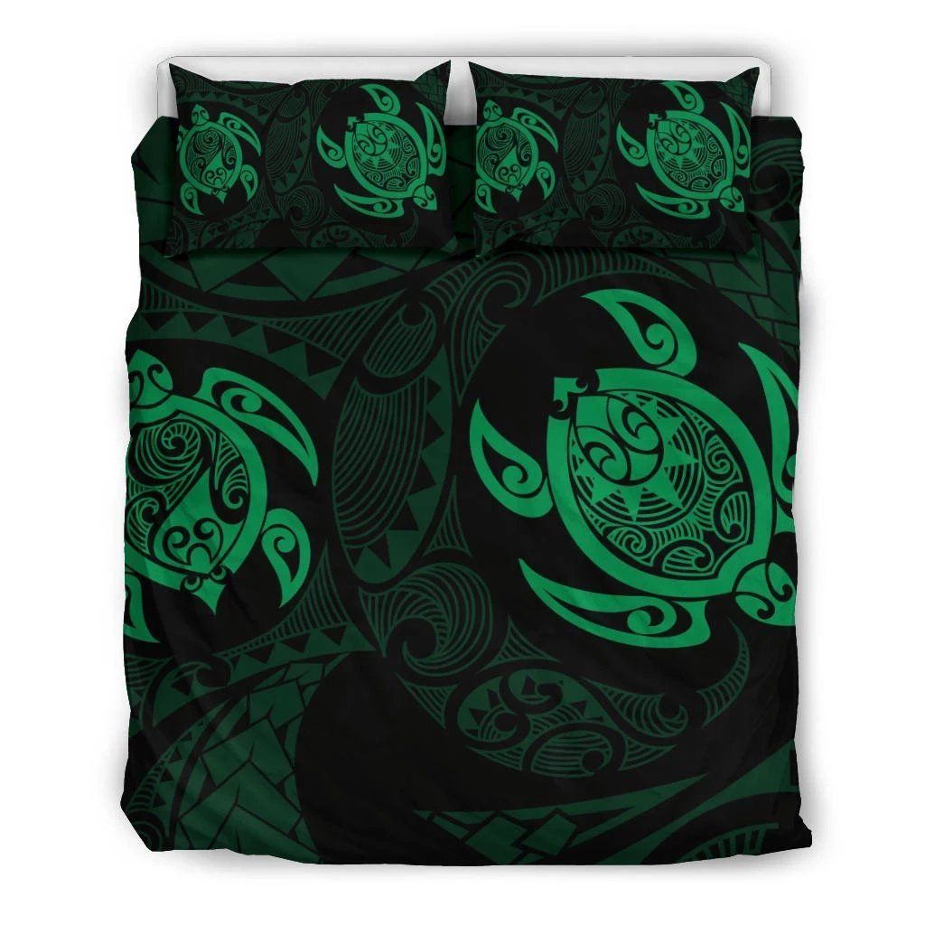 Hawaiian Turtle Polynesian Green Pattern Bedding Set