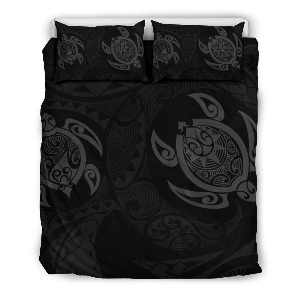 Hawaiian Turtle Polynesian Grey And Black Bedding Set