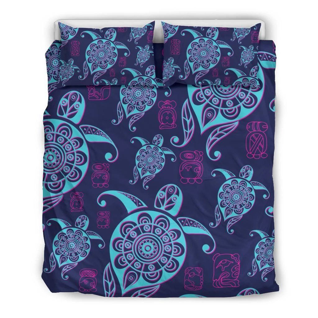 Hawaiian Turtle Polynesian Neon Bedding Set