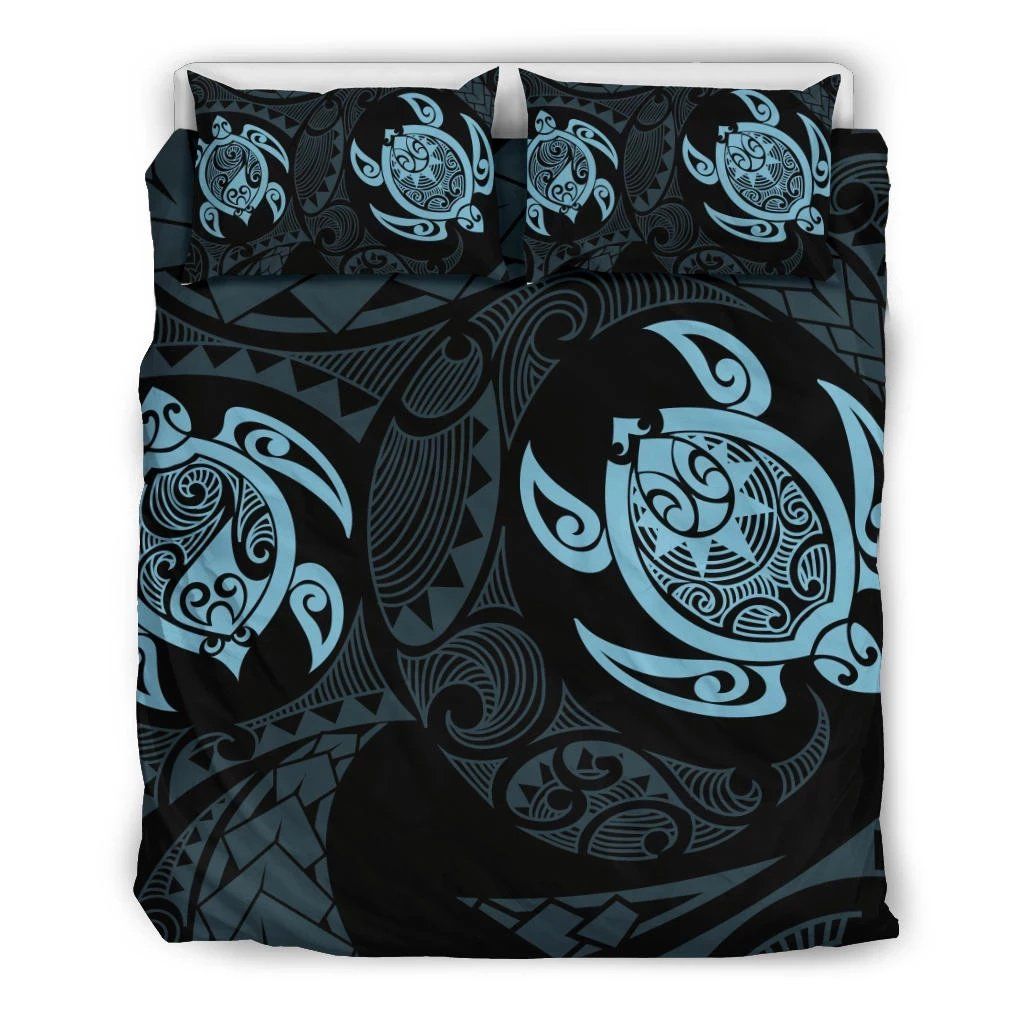 Hawaiian Turtle Polynesian Pastel Blue Bedding Set